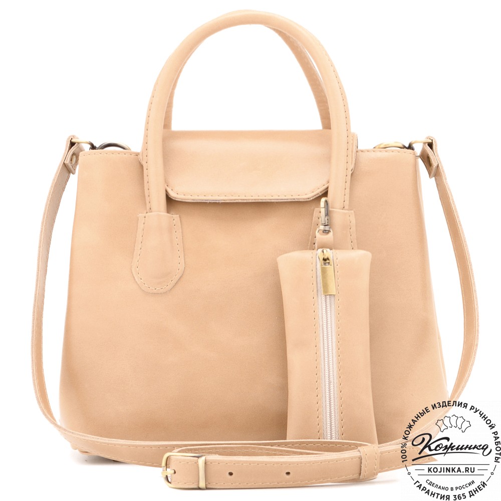  Женская кожаная сумка "Ванесса" (бежевая)